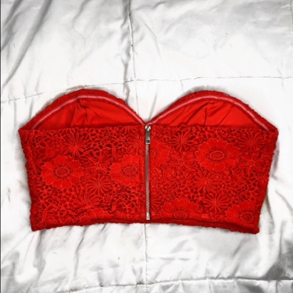 Forever21 Red Crochet Tube Top Bandeau Crop Top - Picture 3 of 3